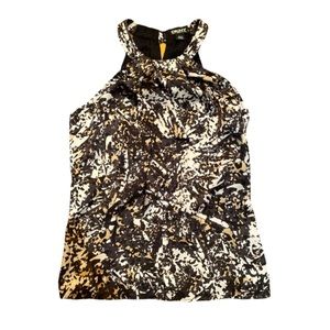 DKNY Abstract Print Halter Neck Top Blouse Size XS